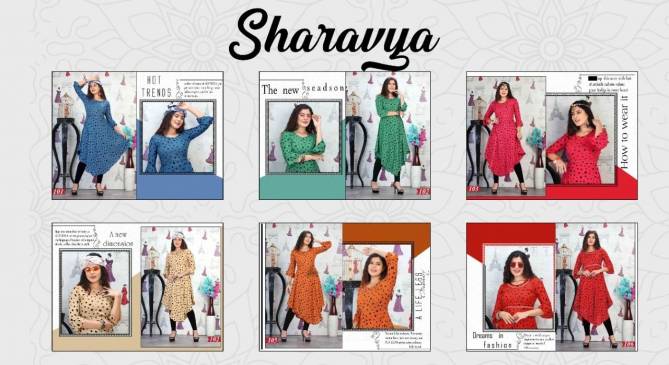 Trendy Sharavya Casual Daily Wear Rayon Printed Designer Kurti Collection